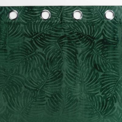 Rideau occultant en velours feuilles de monstera (140x240 cm - Vert)