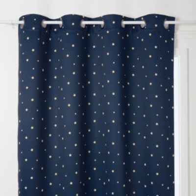 Rideau occultant enfant motif étoiles (135x260 cm - Bleu Foncé)