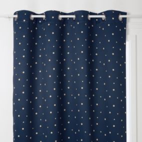 Rideau occultant enfant motif étoiles (135x260 cm - Bleu Foncé)