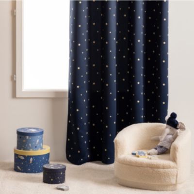 Rideau occultant enfant motif étoiles (135x260 cm - Bleu Foncé)