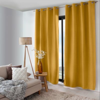 Rideau occultant et doublé thermique NORDICA (135x240 cm - Jaune moutarde)
