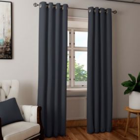 Rideau occultant et isolant Altamira Tendence bleu nuit l.140 x H.260 cm