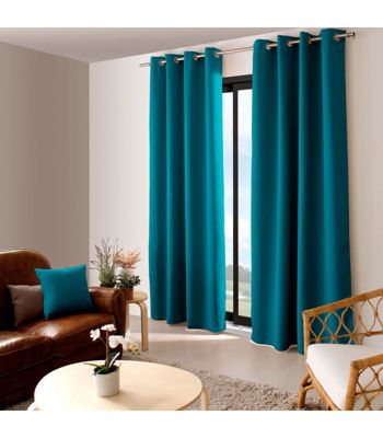 Rideau occultant et isolant uni bleu canard 140x240cm - 140x240cm - Bleu canard