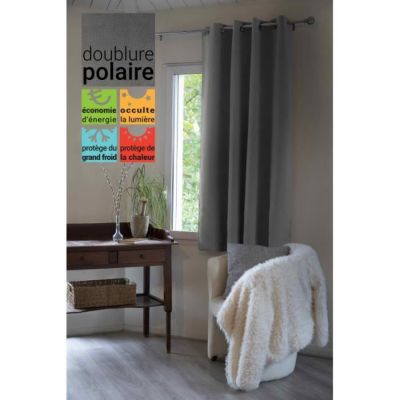 Rideau occultant et thermique doublé polaire "Inuit" - Inuit Anthracite - Panneau Occultant + Polaire 140 x 180 cm