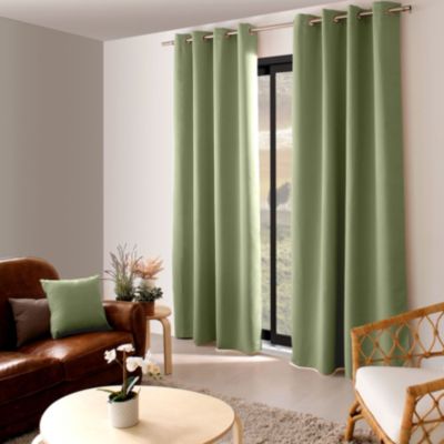 Rideau occultant fil noir avec 8 œillets (140x240 cm - Vert Olive)
