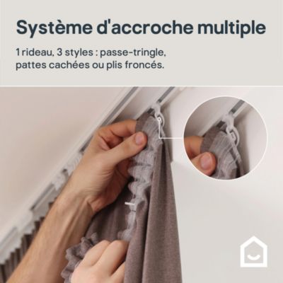 Rideau occultant galon fronceur effet tissé Novan beige lin l.140 x H.300cm GoodHome