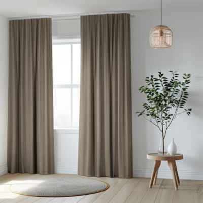 Rideau occultant galon fronceur effet tissé Novan beige lin l.140 x H.300cm GoodHome