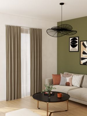 Rideau occultant galon fronceur effet tissé Novan beige lin l.140 x H.300cm GoodHome
