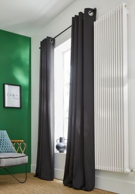 Rideau occultant GoodHome Vestris noir l.140 x H.260 cm