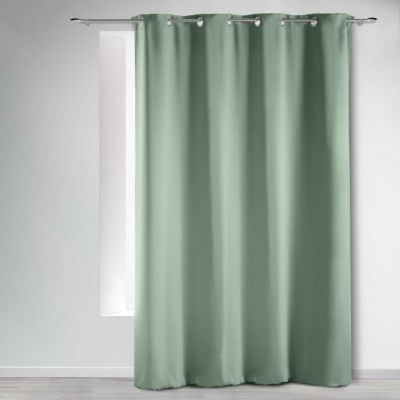 Rideau Occultant Grande Hauteur 135 x 280 cm Uni Sauge À Œillets