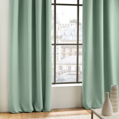 Rideau Occultant Grande Hauteur 135 x 280 cm Uni Sauge À Œillets