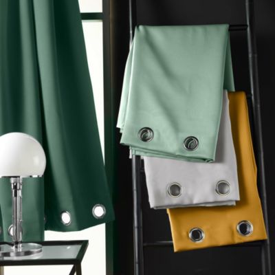 Rideau Occultant Grande Hauteur 135 x 280 cm Uni Sauge À Œillets