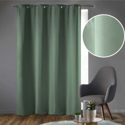 Rideau Occultant Grande Hauteur 135 x 280 cm Uni Sauge À Œillets