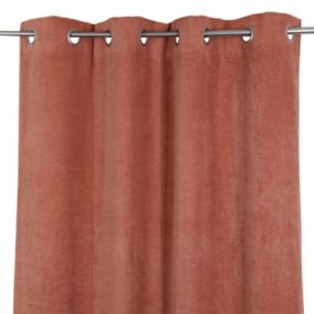 Rideau occultant œillets GoodHome Cather terracotta chenille l.140 x H.260 cm