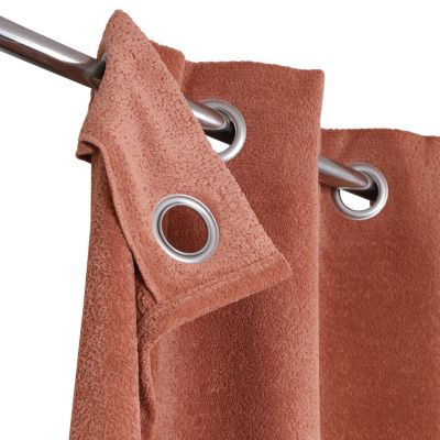 Rideau occultant œillets GoodHome Cather terracotta chenille l.140 x H.260 cm