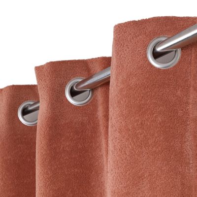 Rideau occultant œillets GoodHome Cather terracotta chenille l.140 x H.260 cm
