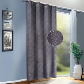 Rideau occultant imprimé vagues brillantes (135x245 cm - Gris anthracite)