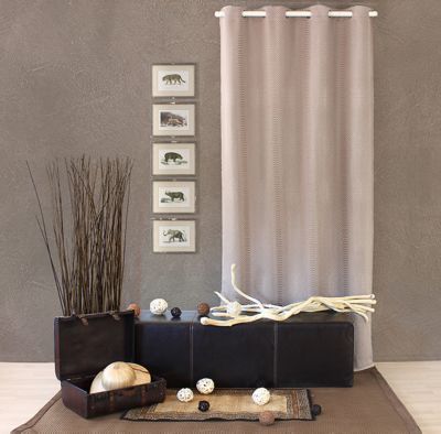 Rideau occultant à motifs tons sur tons 8 oeillets (140x240 cm - Naturel)