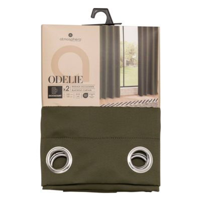 Rideau occultant "Odelie" vert kaki 135x240cm - Atmosphera