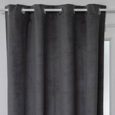 Rideau occultant "Otto" velours - à oeillets - gris 140x260 cm - Atmosphera