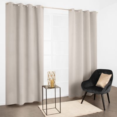 Rideau occultant phonique à œillets beige crème l.135 x H.260 cm JBY Creation