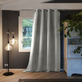 Rideau occultant polyester gris 140x260 cm