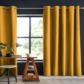 Rideau occultant polyester jaune 140x280 cm