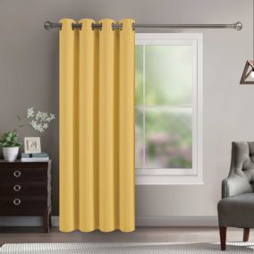 Rideau occultant pour chambre et salon (140x260 cm - Jaune moutarde)