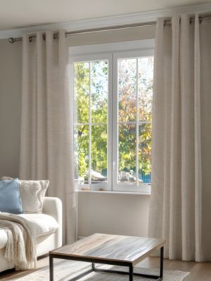 Rideau occultant thermique à œillets beige l. 140 x H. 260 cm Camaïeu