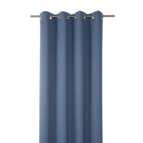 Rideau occultant thermique à œillets effet tissé Vestris bleu océan L.260 x l.140cm GoodHome