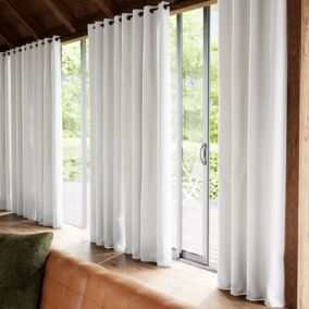 Rideau occultant thermique à œillets effet tissé Vestris gris clair L.260 x l.140cm GoodHome