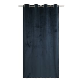 Rideau occultant thermique à œillets velours bleu L.240 x l.140cm