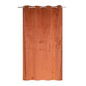 Rideau occultant thermique à œillets velours terracotta L.240 x l.140cm