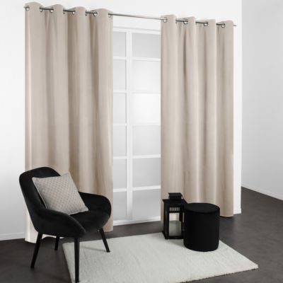 Rideau occultant thermique à oeillets blanc écru L.240 x l.135cm, JBY Creation