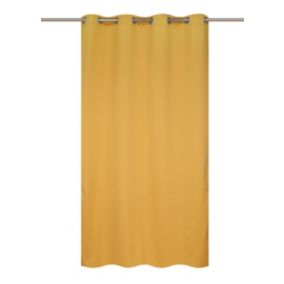 Rideau occultant thermique à oeillets effet lin jaune ocre L.240 x l.140cm Ornami