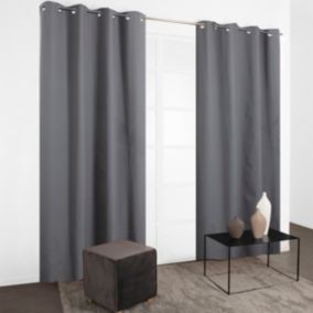 Rideau occultant thermique à oeillets Sassoun gris brillant L.240 x l.135cm JBY Creation