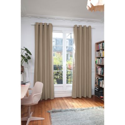 Rideau occultant thermique doublé avec œillets coloris uni camel pélican L.250 x l.130 cm, Moondream Rocle