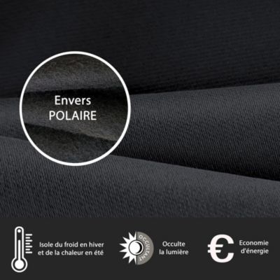 Rideau Occultant Thermique à œillets 140x240cm prêt à poser satiné, Noir