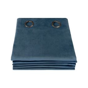 Rideau occultant total velours Air Force Blue 135 x 260