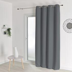 Rideau occultant uni M1 non feu (140x180 cm - Gris souris)