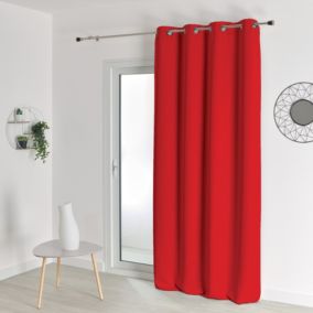 Rideau occultant uni M1 non feu (140x180 cm - Rouge)