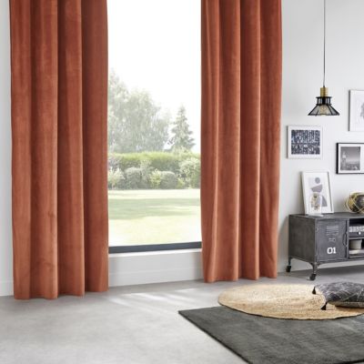 Rideau occultant velours rose terracotta 140x260cm - Atmosphera Créateur d'intérieur