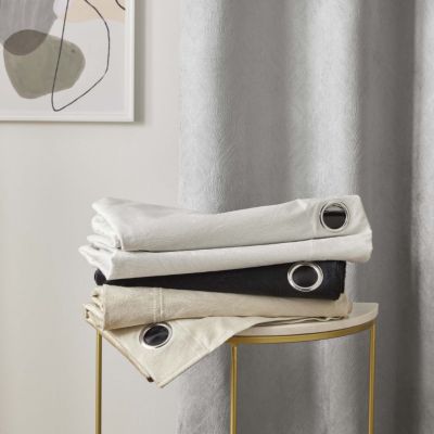 Rideau Occultant Velours "Shadow" 140x260cm Gris Perle
