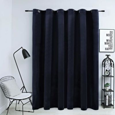Rideau occultant - vidaXL - Velours Noir - 290x245 cm - Œillets métalliques - Lavable
