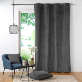 Rideau à Oeillets (140 x 260 cm) Casual Sauge, Velours Côtelé Uni CASUAL (140x260 cm - Gris anthracite)