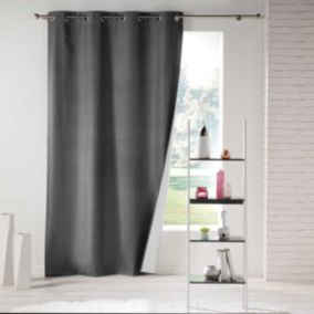 Rideau à Oeillets (140 x 260 cm) Icemount Noir, Polyester Uni Thermique ICEMOUNT (140x260 cm - Gris anthracite)