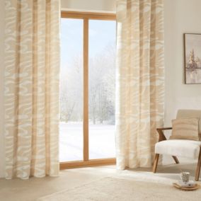 Rideau à oeillets jacquard chenille motif vagues abstraites (140x260 cm - Lin)