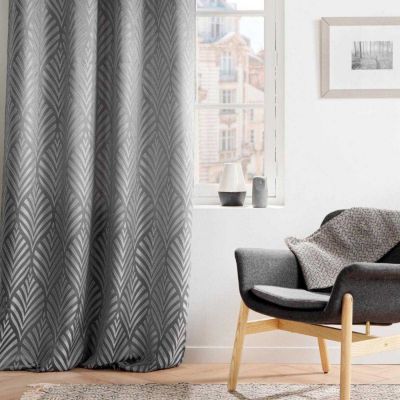 Rideau à oeillets Jacquard "Victoria" 140x260cm Gris