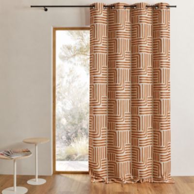 Rideau à oeillets tamisant jacquard (140x260 cm - Terracotta)