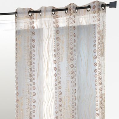 Rideau organza all over motifs fantaisies (140x240 cm - Marron Brun)